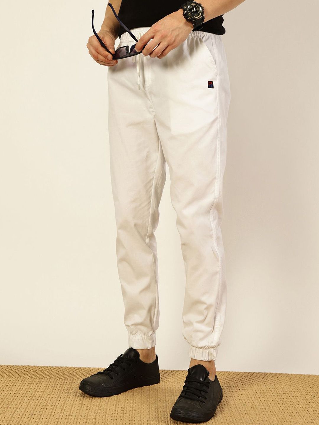 Thomas Scott Men Cotton Smart Slim Fit Easy Wash Joggers Trousers