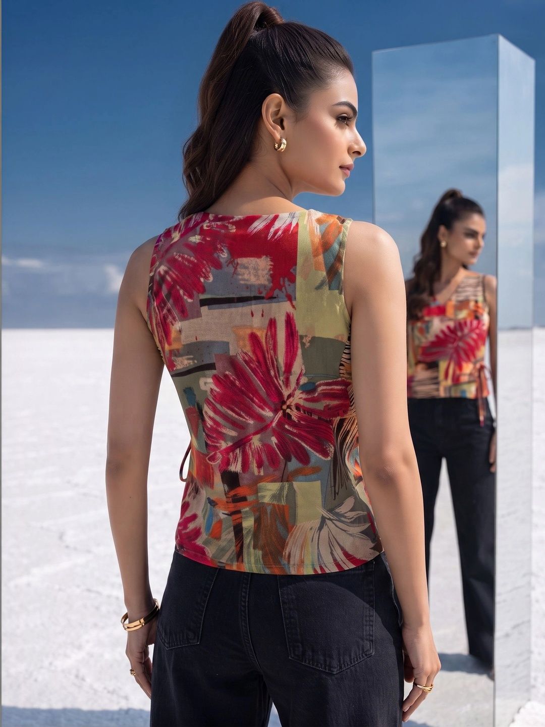 Mamicha Floral Print Wrap Top