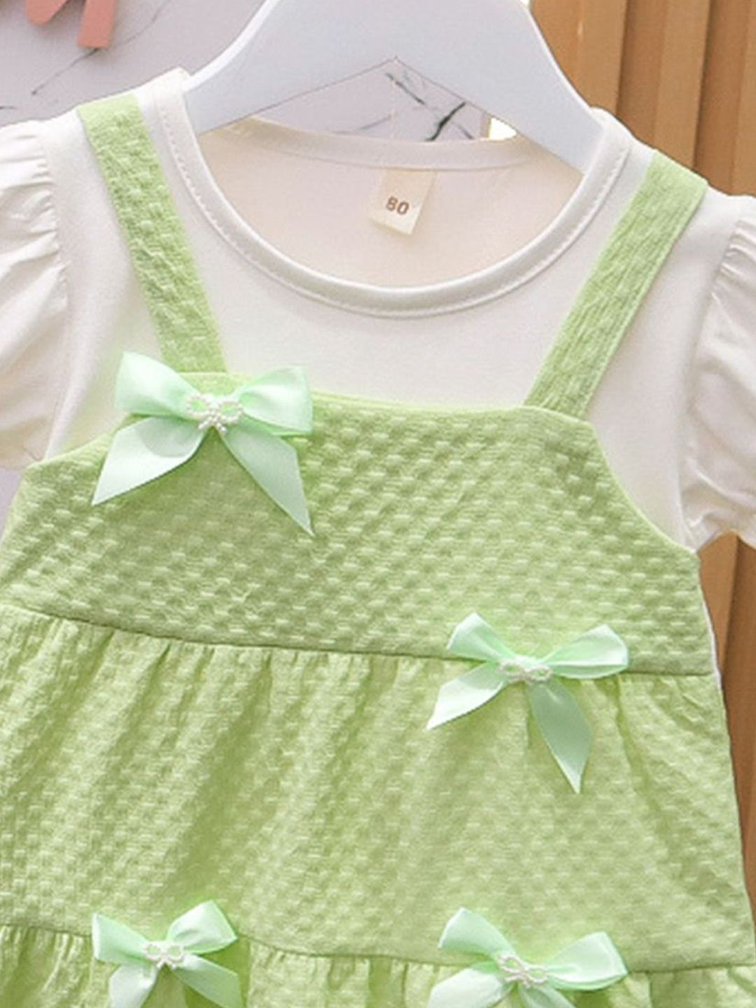 YK Floral Girls Puff Sleeve Cotton Pinafore Dress