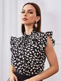 DressBerry Print Tie-Up Neck Top