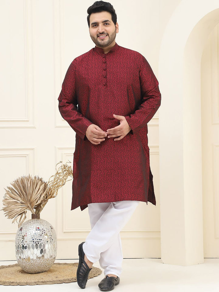 SOJANYA PLUS Plus Size Tenunan Rekaan Kurta Lurus dengan Piyama