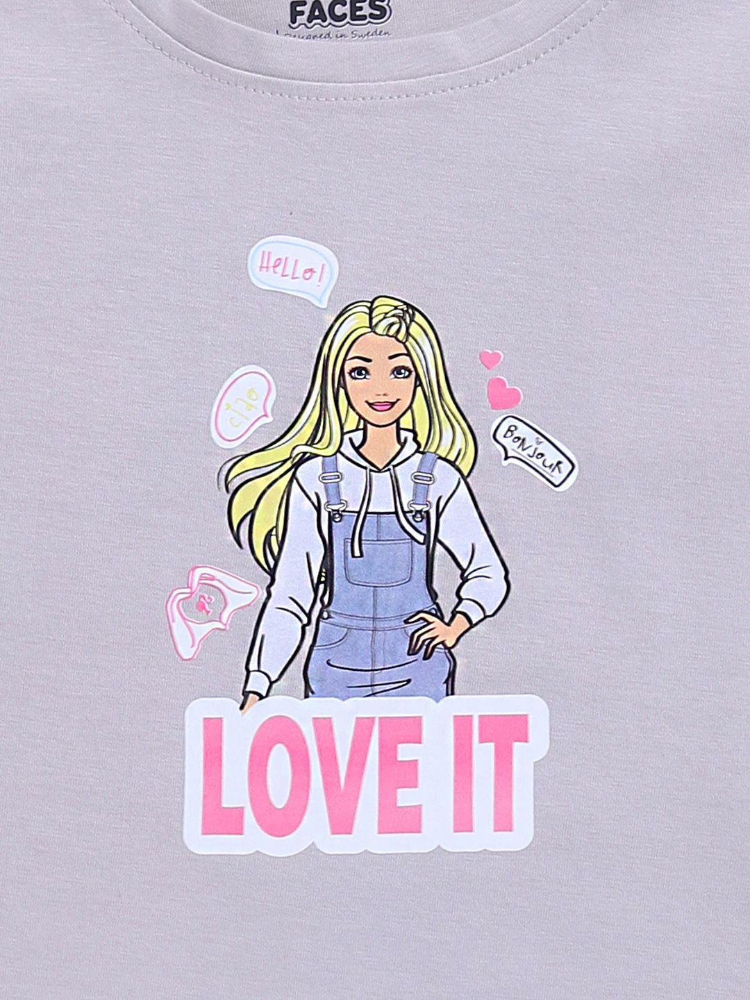 Happy Faces Kids Girls Barbie Printed Flutter Sleeve Pure Cotton Top