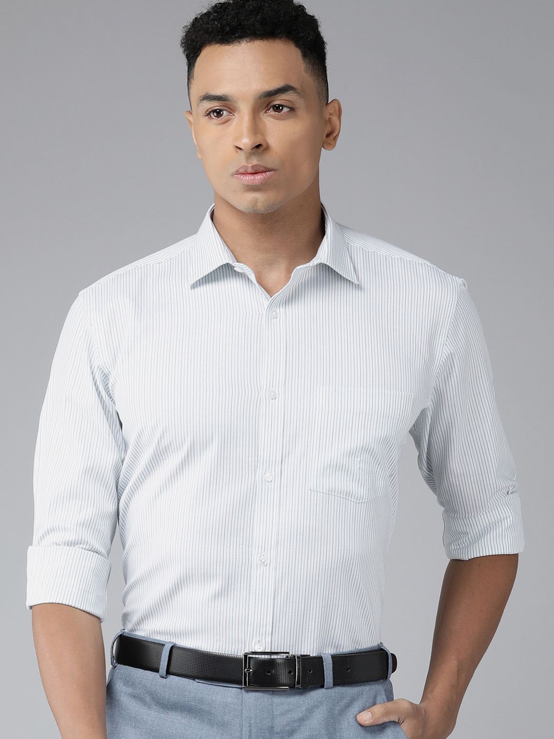 Park Avenue Slim Fit Pure Cotton Striped Formal Shirt