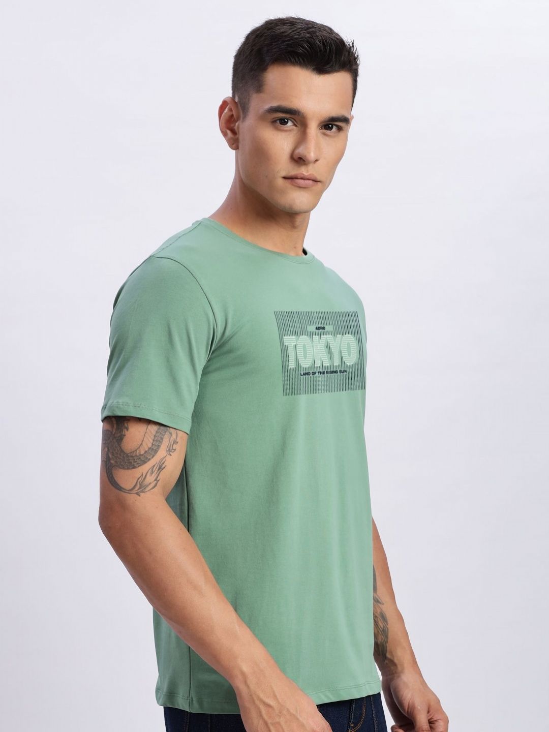 ADRO Typography Printed Round Neck Cotton T-shirt