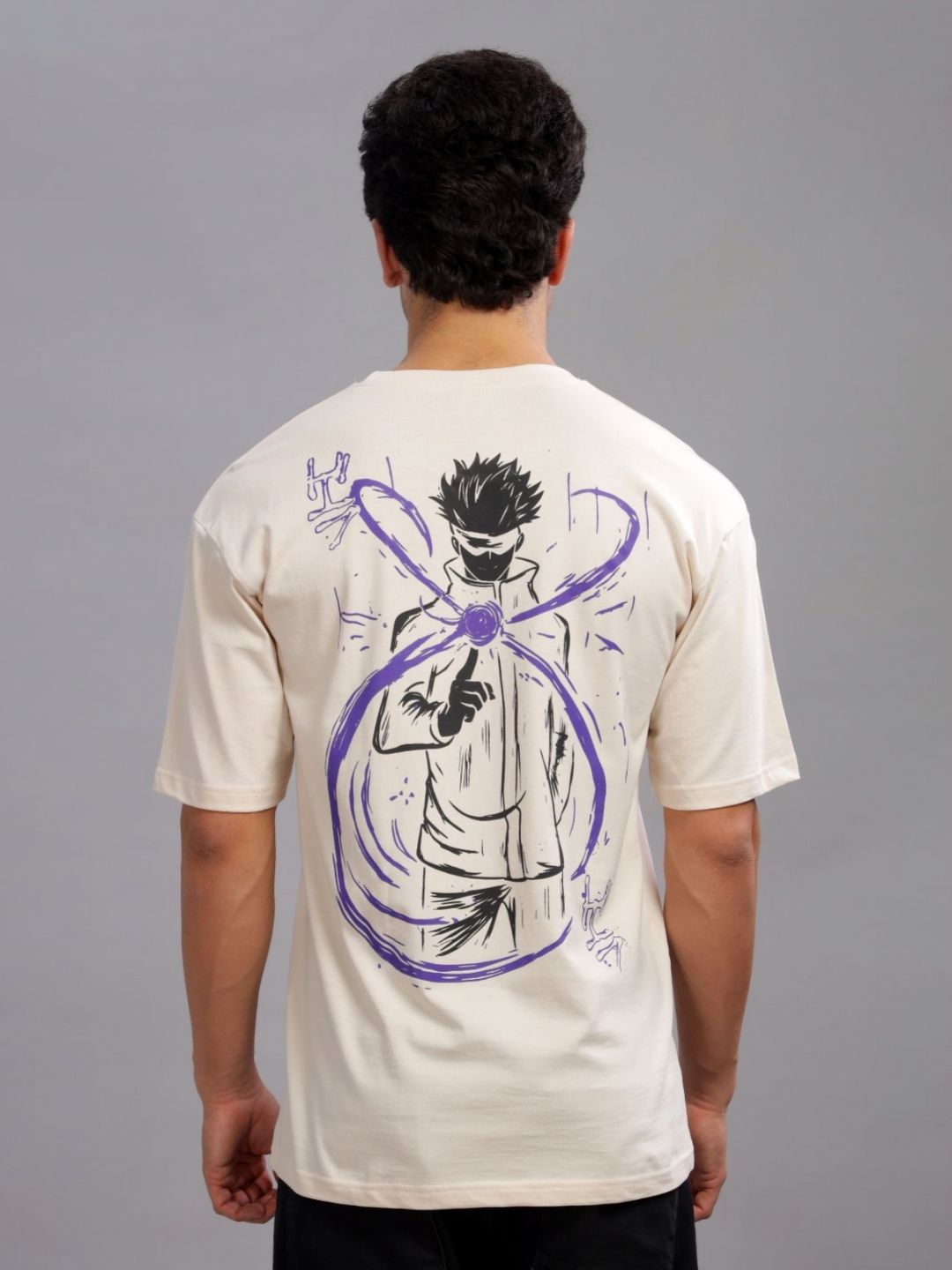ADRO Anime Printed Round Neck Cotton Oversized T-shirt