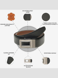 Teakwood Leathers Men Textured Leather Reversible Formal Belt