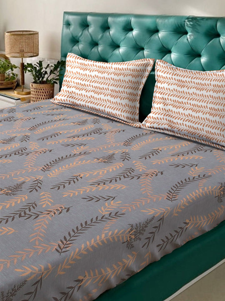 Myntra Elegant Homes Bunga Kelabu & Perang 300 TC Set Cadar Double King-2.5mX2.25m