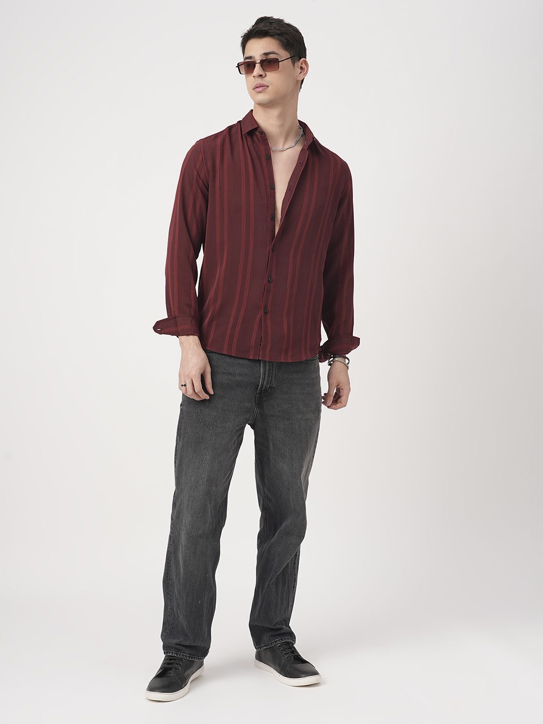 VASTRADO Men Classic Slim Fit Opaque Striped Casual Shirt