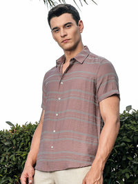 Thomas Scott Men Premium Slim Fit Striped Casual Shirt