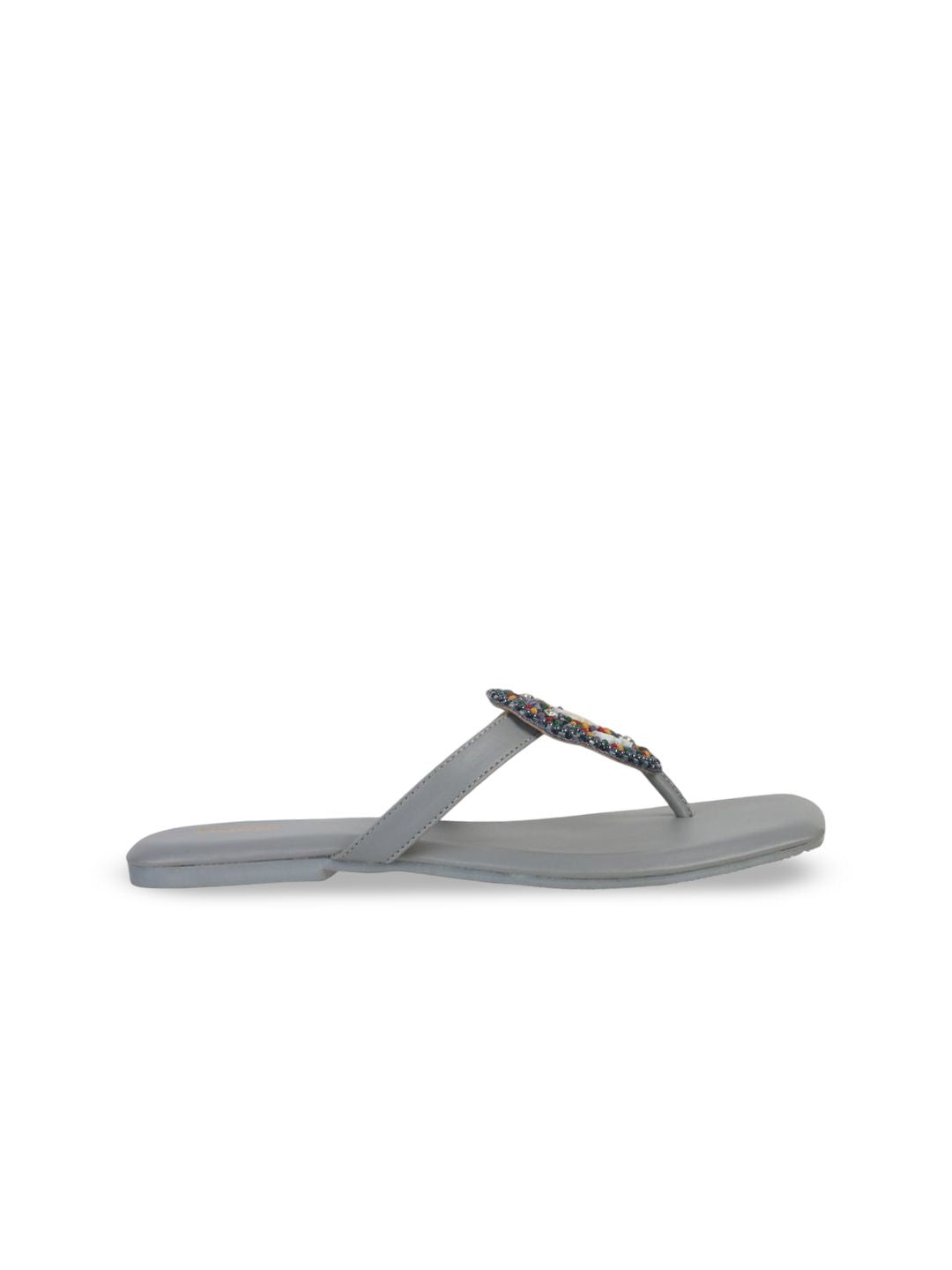 Mochi Women Embellished T-Strap Flats