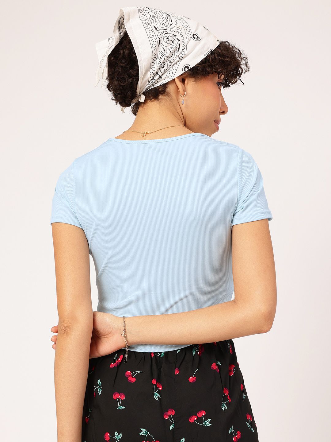 DressBerry Pastel Dreams Ribbed Embroidered Detail Tshirt