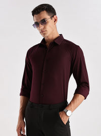ADRO Men Slim Fit Solid Satin Casual Shirt