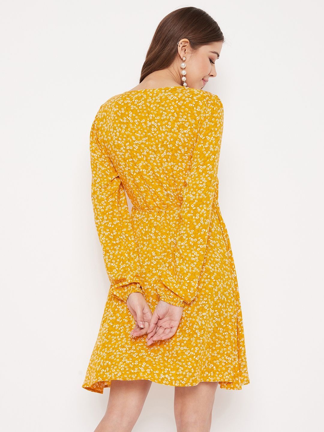 Berrylush Floral Print Bishop Sleeve Dress
