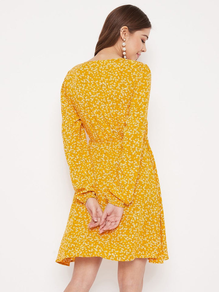 Berrylush Floral Print Bishop Sleeve Dress