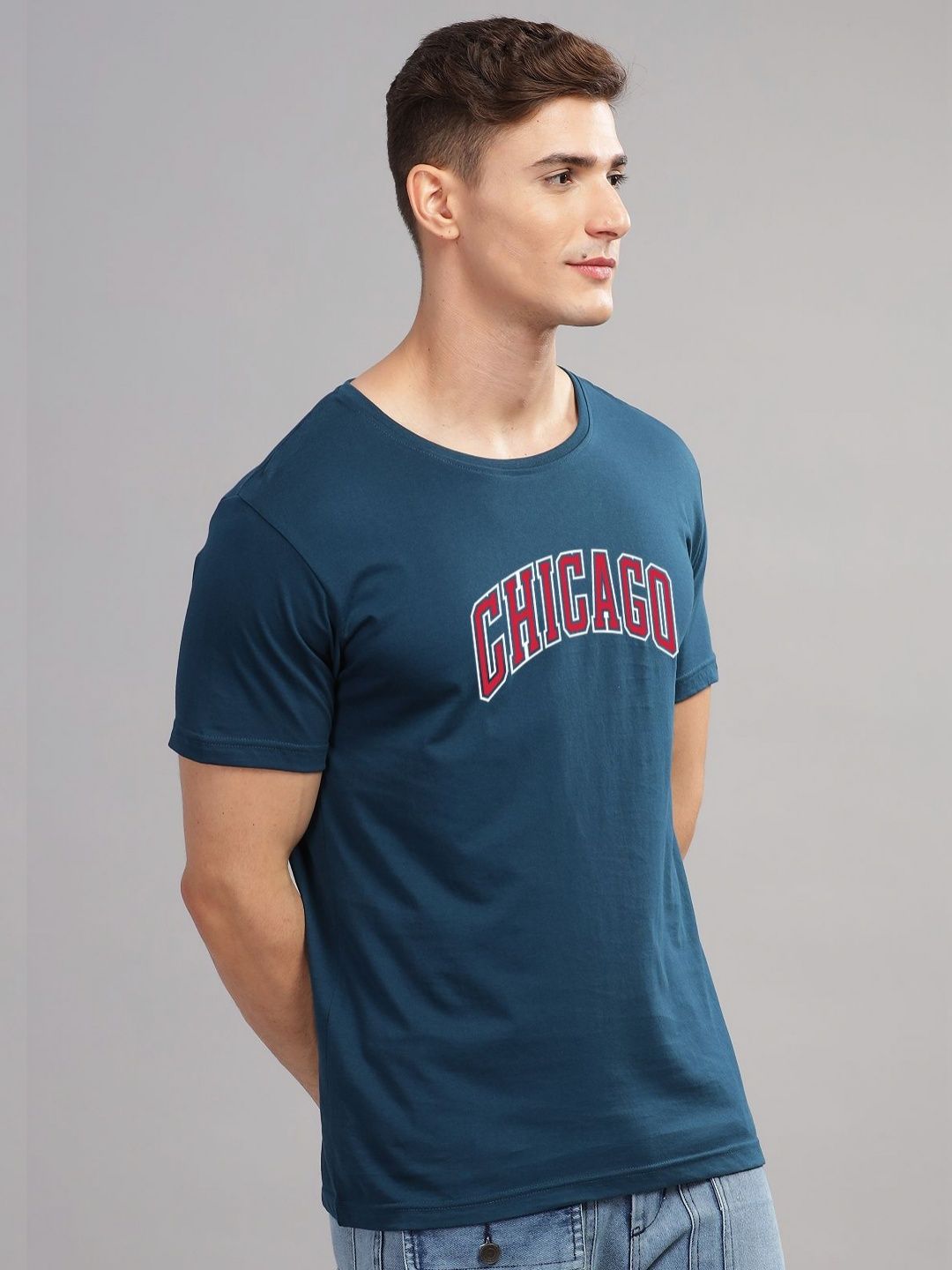 ADRO Men Typography Printed Applique T-shirt