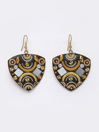 Anouk Gold-Plated Mirror Work Triangular Shaped Drop Earrings
