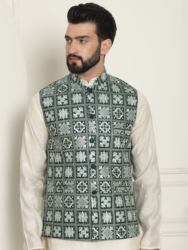 SOJANYA LUXE Jaket Nehru Kolar Mandarin Sulam Lelaki