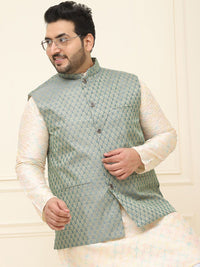 SOJANYA PLUS Lelaki Plus Size Printed Mandarin Collar Nehru Jaket