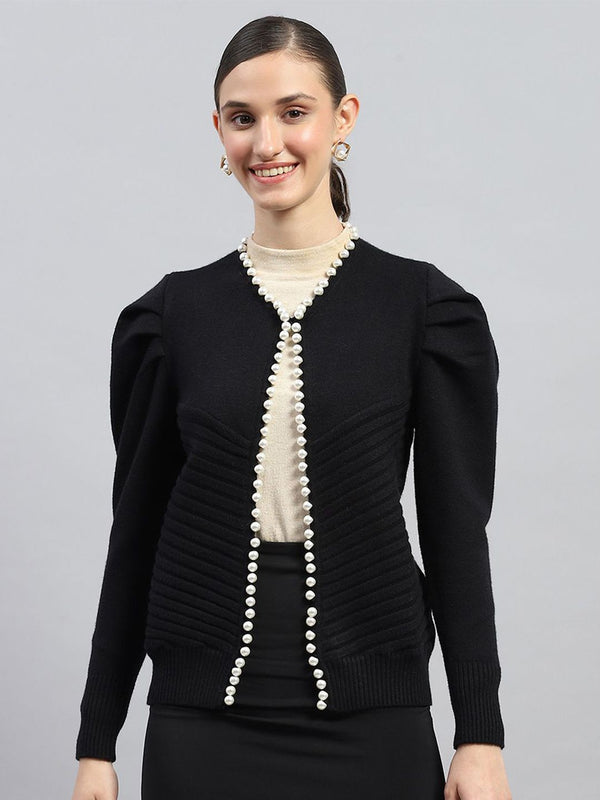 Monte Carlo Women Embellished Self Design Cardigan