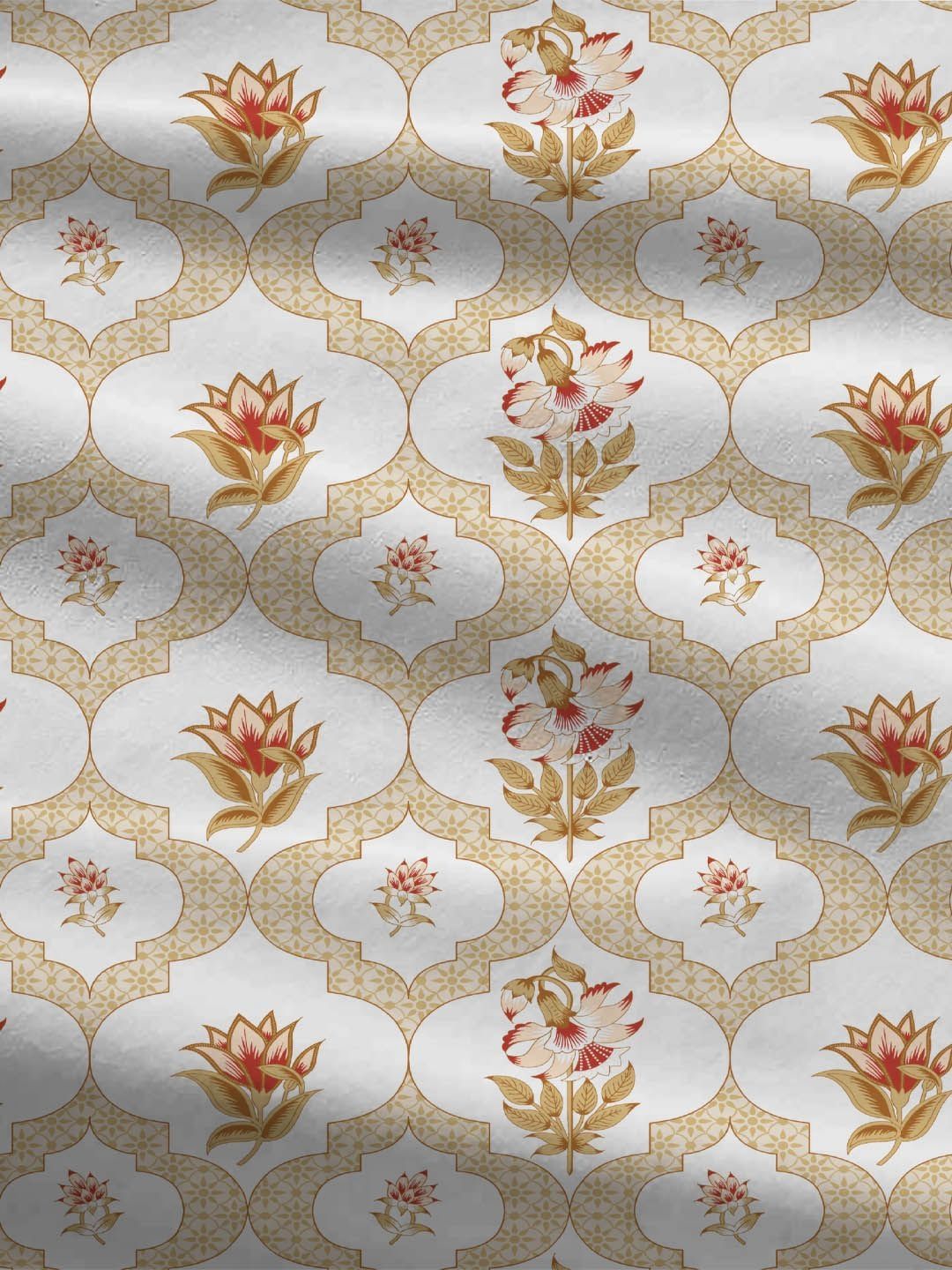 TRIDENT Gulmphar Yellow Dusk & Dawn Flat 144TC Queen Cotton Bedsheet Set