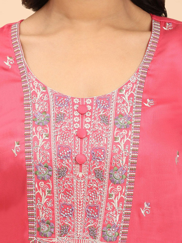Mamicha Women Floral Embroidered Regular Pure Cotton Kurta with Palazzos & With Dupatta