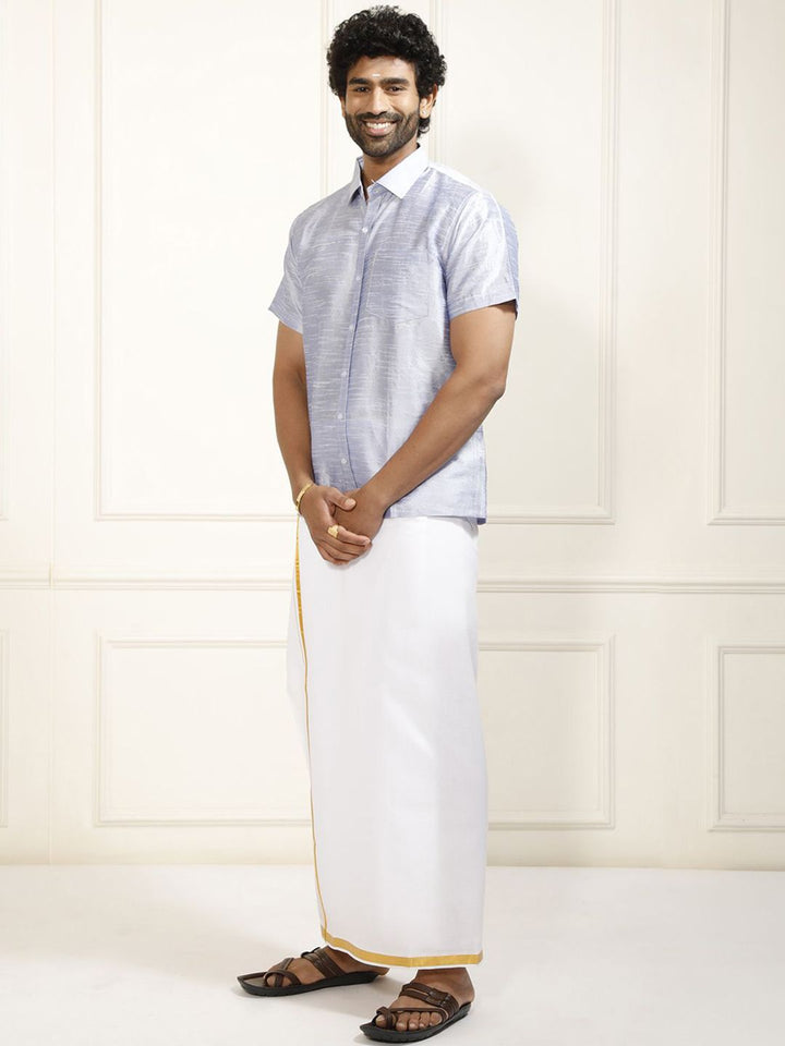VASTRAMAY Shirt Collar Shirt With Veshti