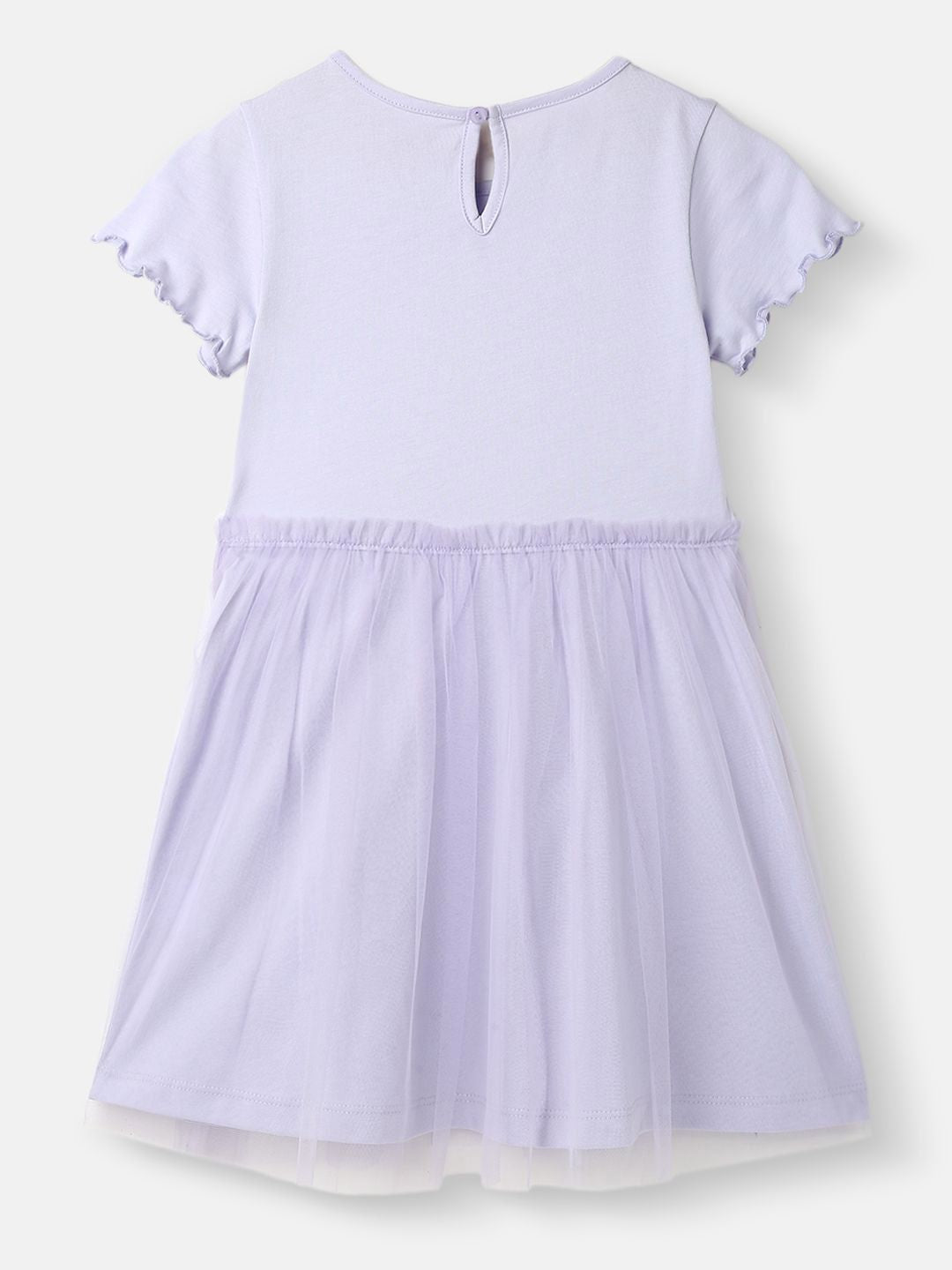 Nauti Nati Girls Cotton Mesh Frock Sticker Printed  Dress