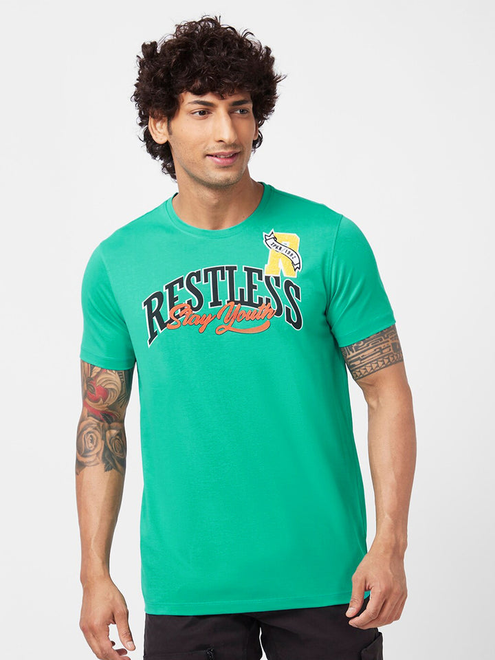 SPYKAR Typography Printed Slim Fit Casual T-Shirt