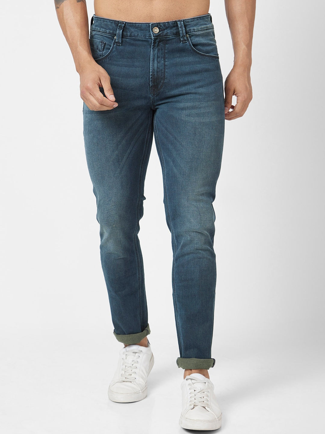 SPYKAR Men Blue Skinny Fit Low-Rise Light Fade Clean Look Stretchable Jeans