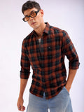 The Indian Garage Co Slim Fit Buffalo Checked Spread Collar Pure Cotton Casual Shirt