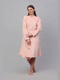 KLOTTHE Pink Shawl Collar Woollen Bath Robe With Belt