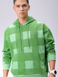 The Indian Garage Co Men Geometric Printed Hooded Sweatshirt