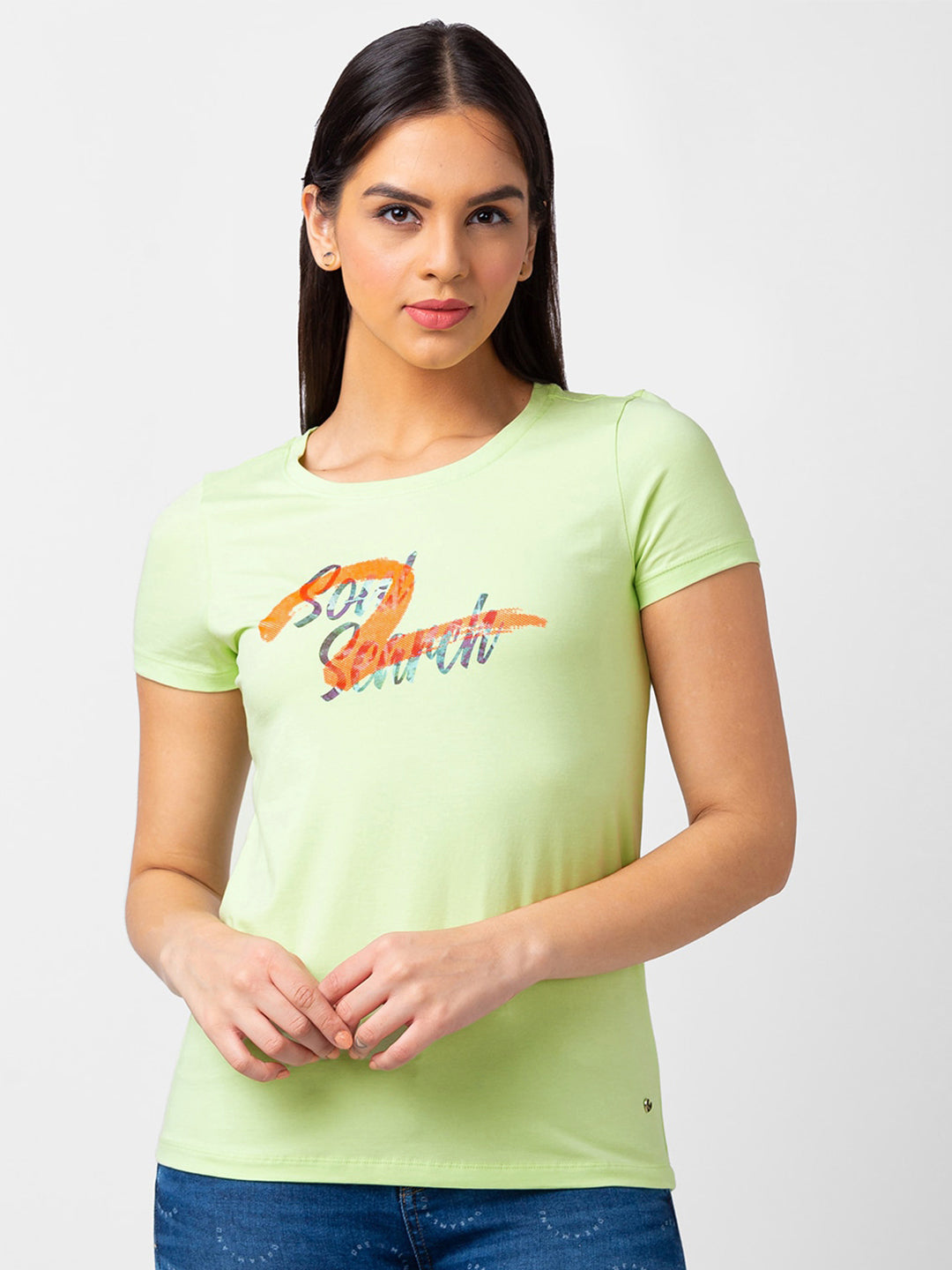 SPYKAR Women Typography Printed T-shirt