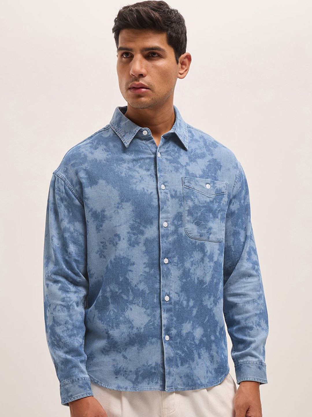 THE BEAR HOUSE Relaxed Fit Dyed Effect Casual Shirt