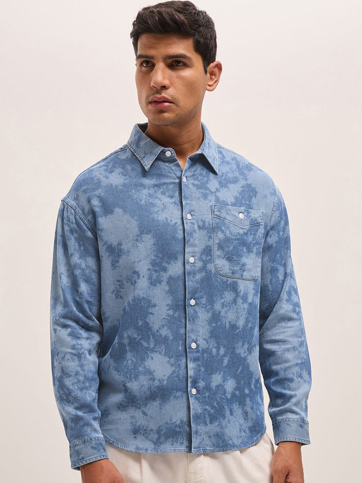 THE BEAR HOUSE Relaxed Fit Dyed Effect Casual Shirt
