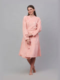 KLOTTHE Pink Woollen Long Sleeves Bath Robe With Belt