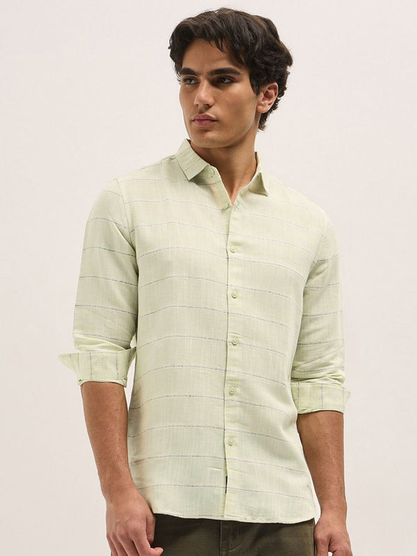 THE BEAR HOUSE Men Slim Fit Horizontal Stripes Opaque Striped Casual Shirt