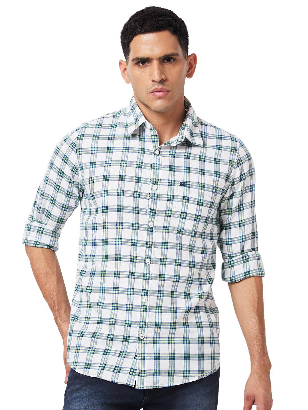 SPYKAR Checked Slim Fit Pure Cotton Casual Shirt