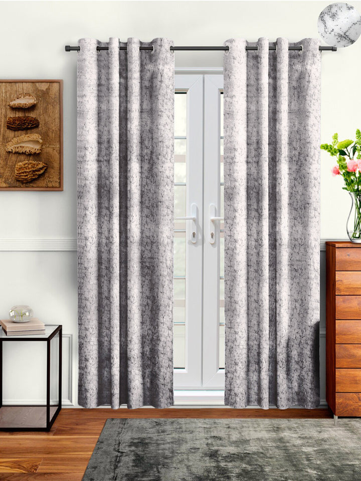 Cortina White & Grey Set of 2 Room Darkening Door Curtain