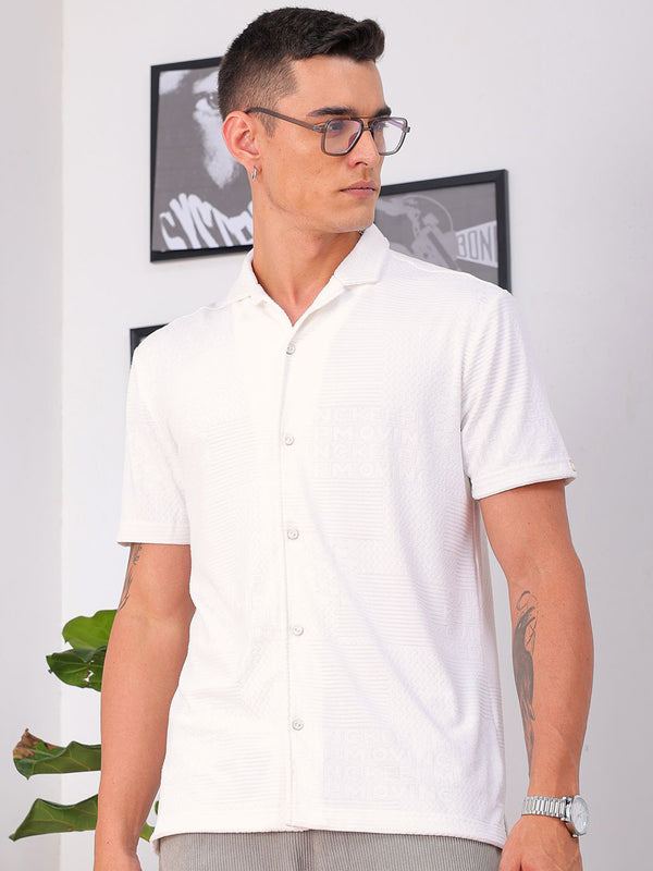 The Indian Garage Co Slim Fit Textured Terry Knit Resortwear Shirt