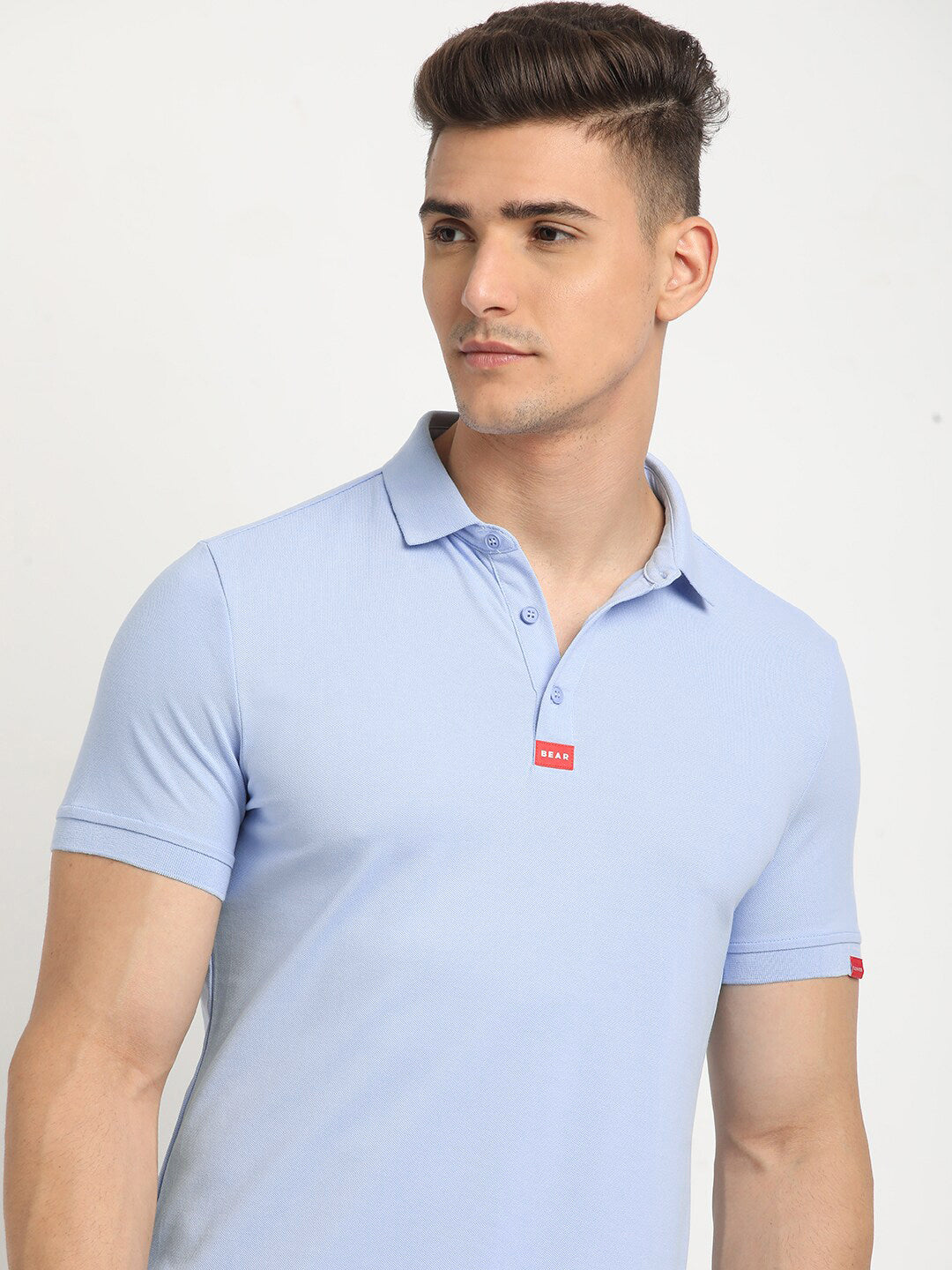 THE BEAR HOUSE Polo Collar Short Sleeves Slim Fit T-shirt