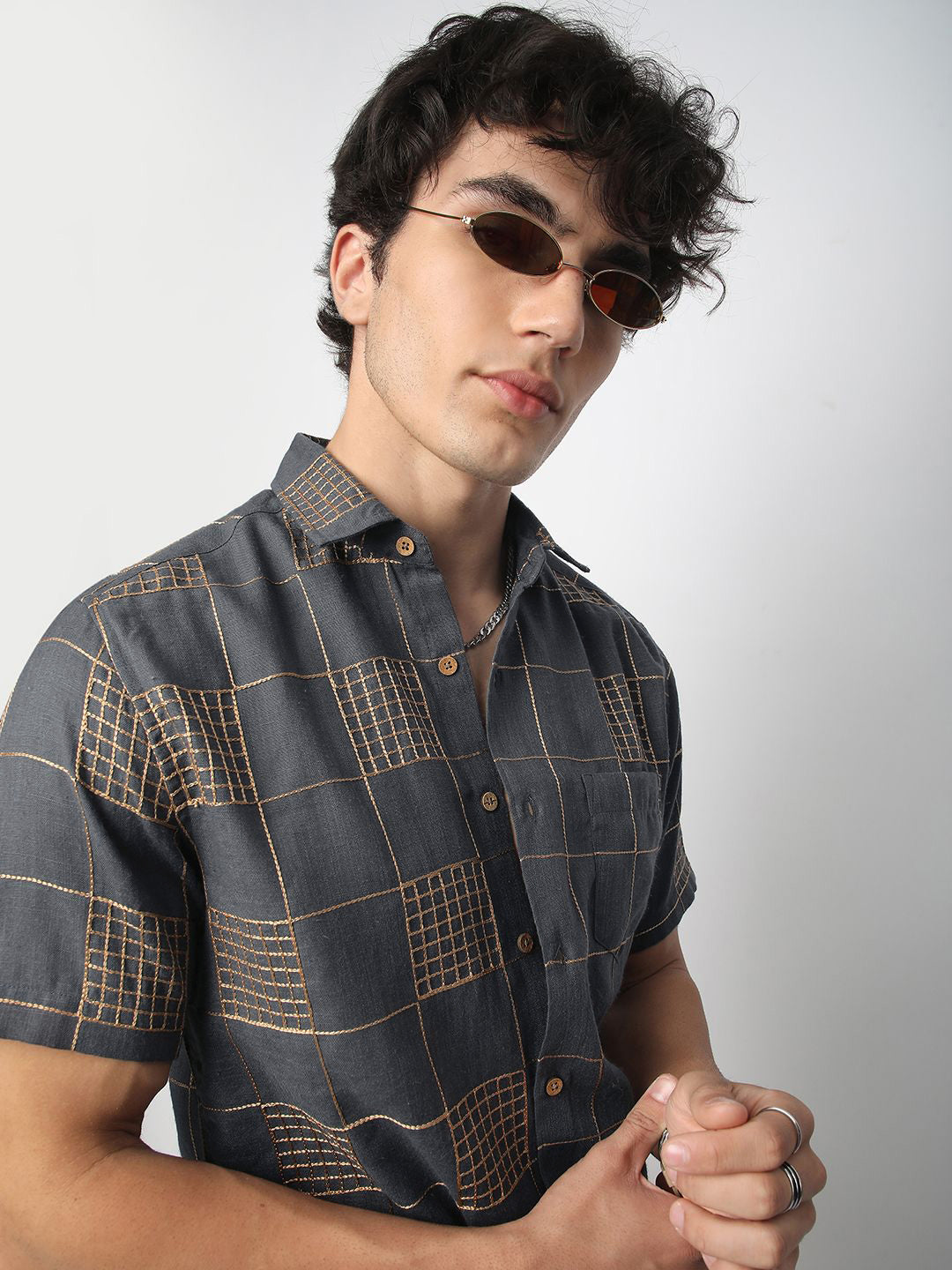 VASTRADO Men Classic Spread Collar Geometric Printed Pure Cotton Slim Fit Casual Shirt