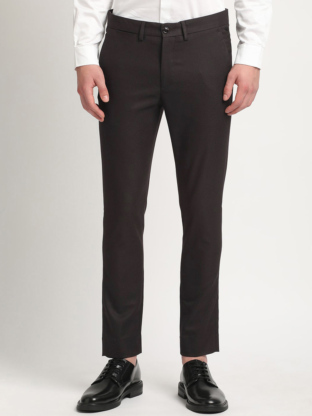 THE BEAR HOUSE Men Solid Tapered Fit Mid-Rise Formal Trousers