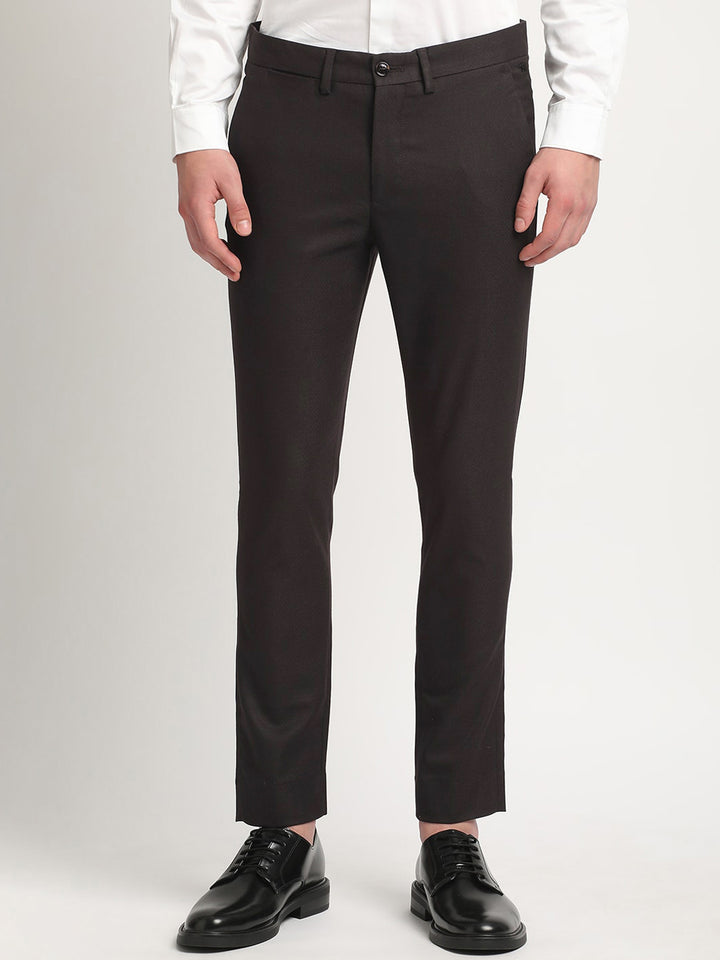 THE BEAR HOUSE Men Solid Tapered Fit Mid-Rise Formal Trousers