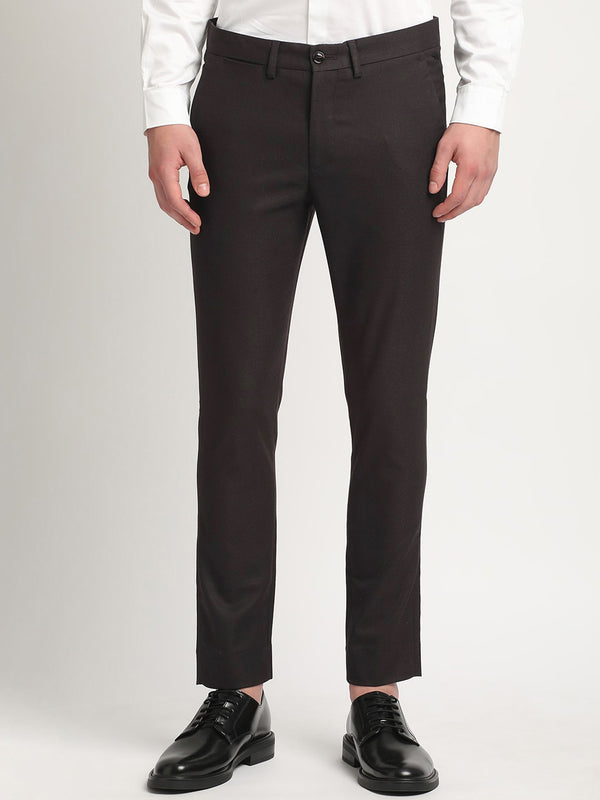 THE BEAR HOUSE Men Solid Tapered Fit Mid-Rise Formal Trousers