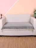 STITCHNEST Grey & Beige Self Design 1 Seater Sofa Cover