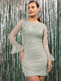 STREET 9 Embellished Net Mini Sheath Dress