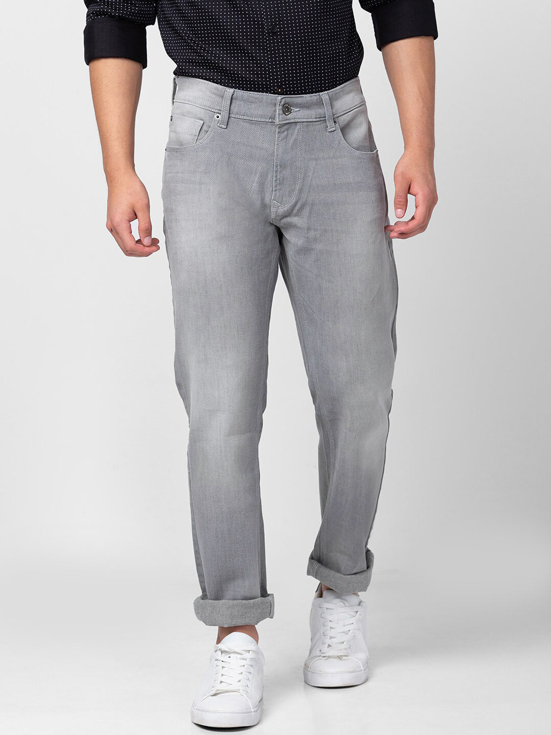 SPYKAR Men Slim Fit Low-Rise Low Distress Light Fade Stretchable Cotton Jeans