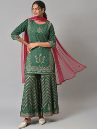 W Women Floral Printed Kurta with Sharara & With Dupatta