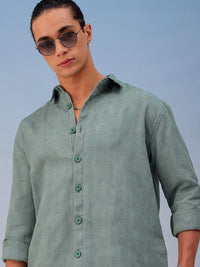 The Indian Garage Co Men Relaxed Fit Dobby Textured Resortwear Shirt